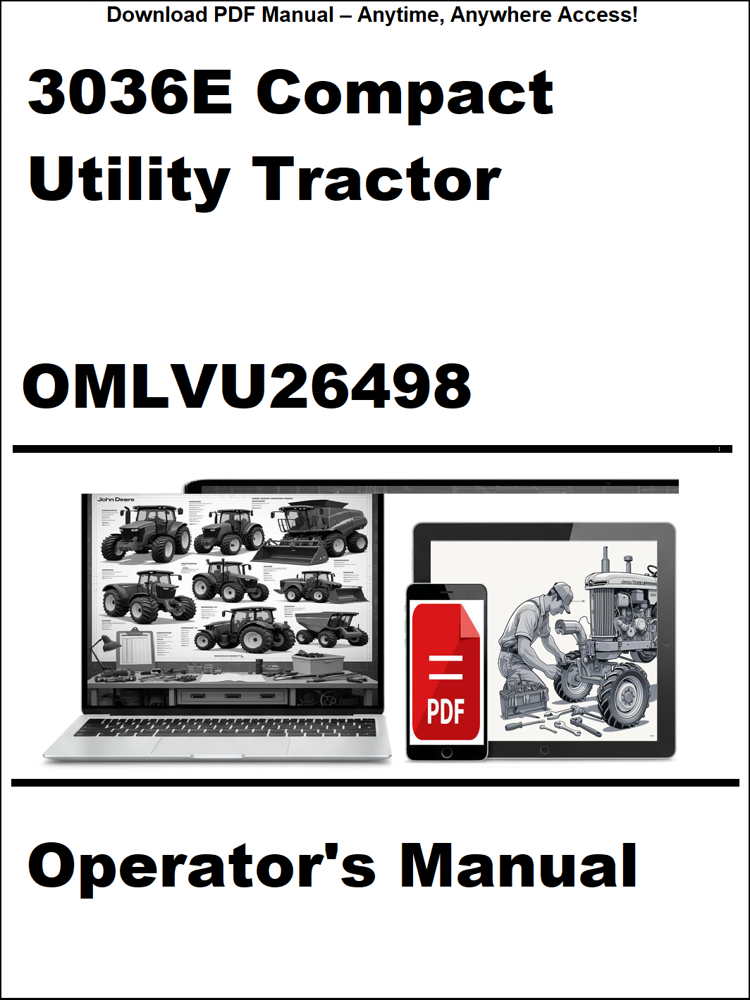 John Deere 3036E Compact Utility Tractor Operator's Manual