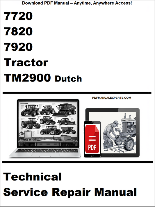 Technical service repair manual for 7720, 7820, 7920 tractors with TM2900 Dutch features.