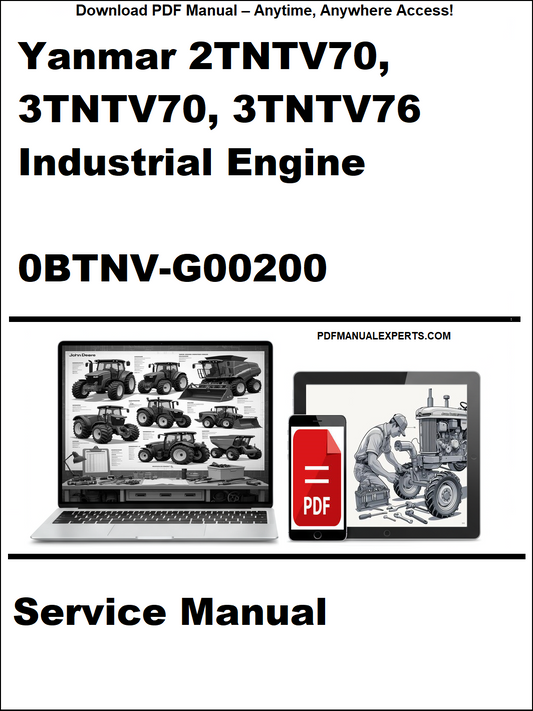Yanmar 2TNTV70, 3TNTV70, 3TNTV76 Industrial Engine Service Manual on a white background