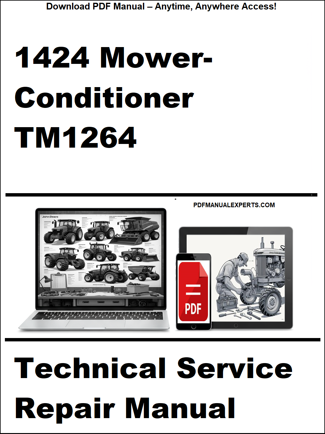 Technical service repair manual for 1424 Mower Conditioner TM1264 on a white background