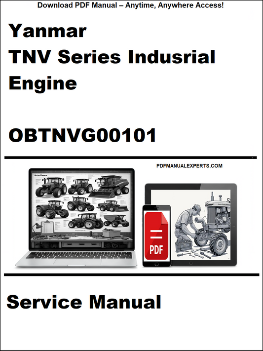 Yanmar TNV Series Industrial Engine service manual cover with laptop and truck illustration.