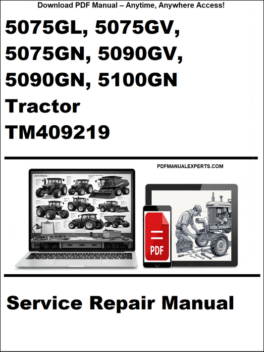 Cover of the John Deere 5075GL 5075GV 5075GN 5090GV 5090GN 5100GN Tractor Service Repair Manual TM409219 PDF with complete maintenance and repair instructions.