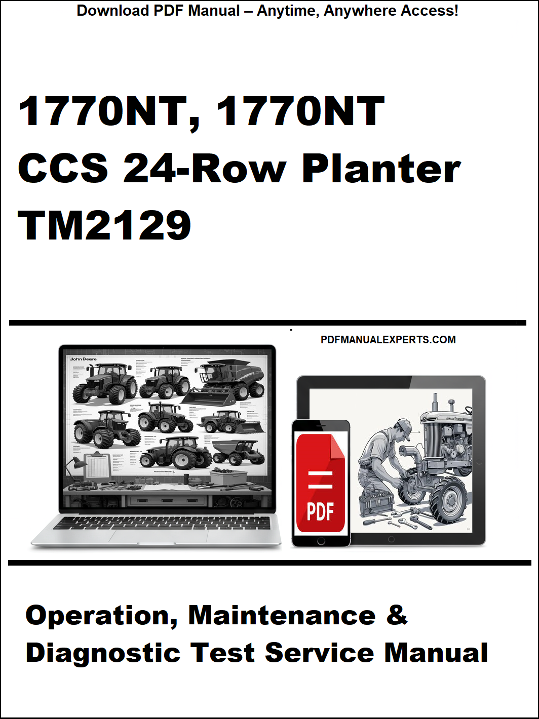 Manual cover for 1770NT, 1770NT CCS 24-Row Planter TM2129 with laptop and toolbox graphic.