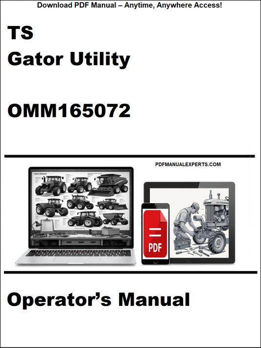 Cover of TS Gator Utility Operator's Manual with laptop and truck images on a white background