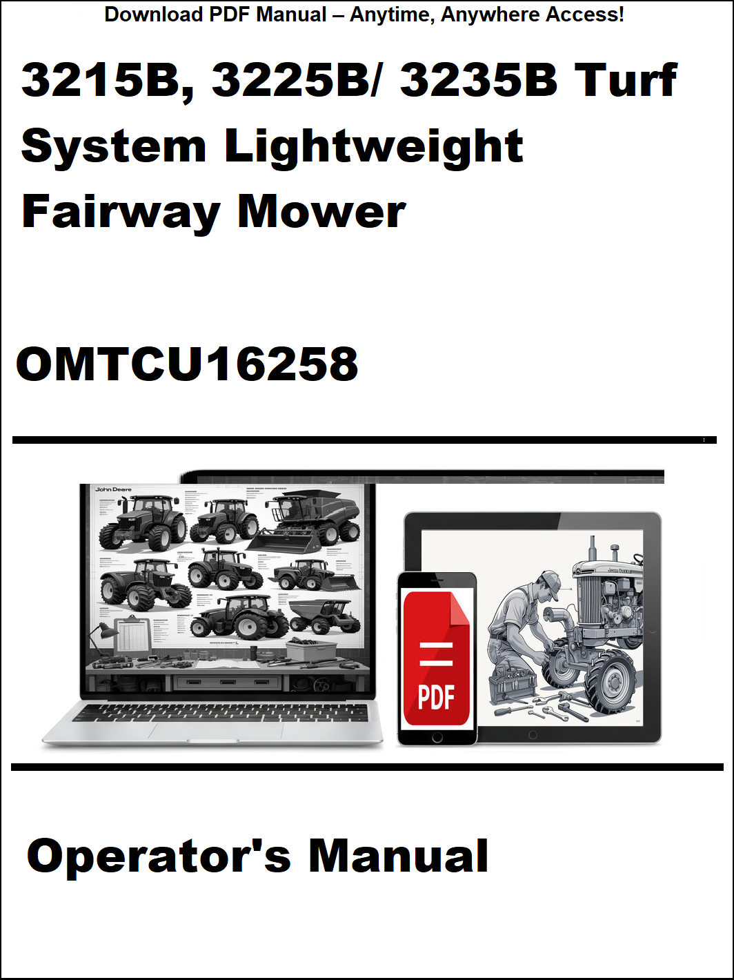 Operator's manual for 3215B, 3225B/3235B Turf System Lightweight Fairway Mower on a white background.