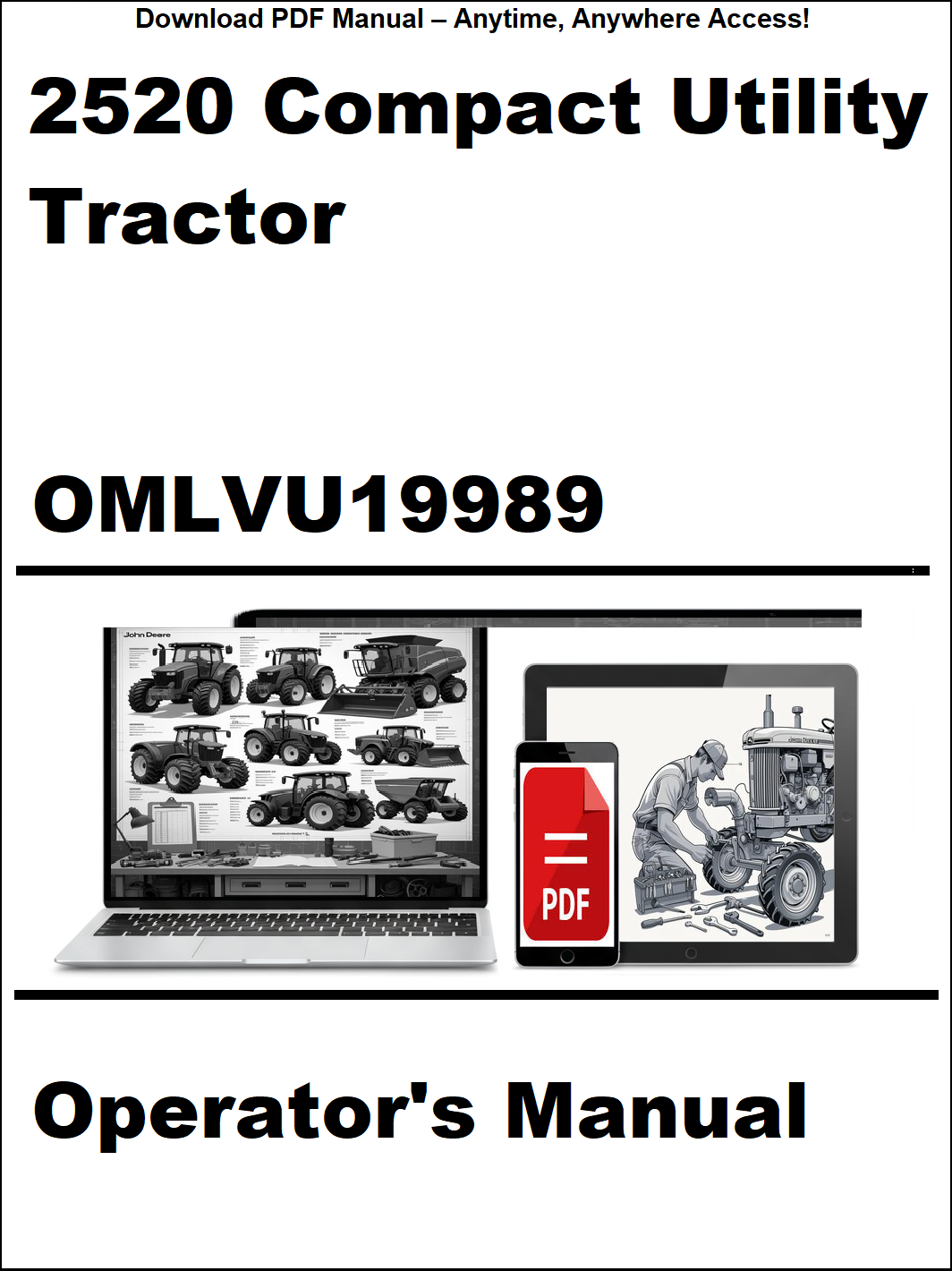 Operator's manual for 2520 Compact Utility Tractor with digital device icon on a white background
