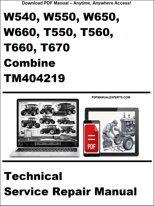 Technical service repair manual for agricultural combines on a white background