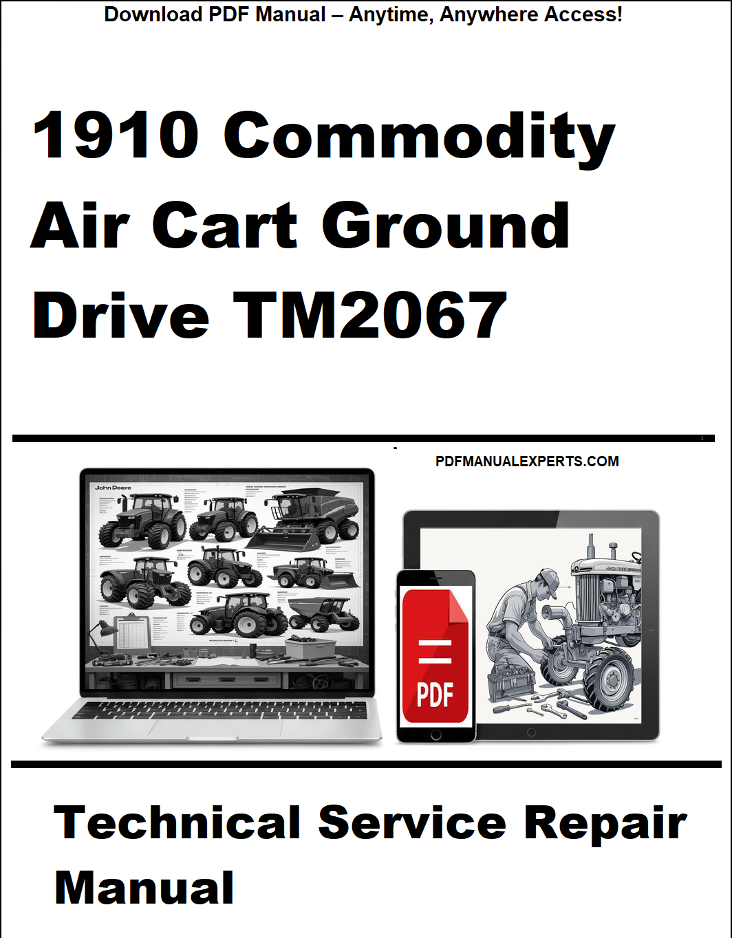 Advertisement for 1910 Commodity Air Cart Ground Drive TM2067 technical service repair manual on a white background.