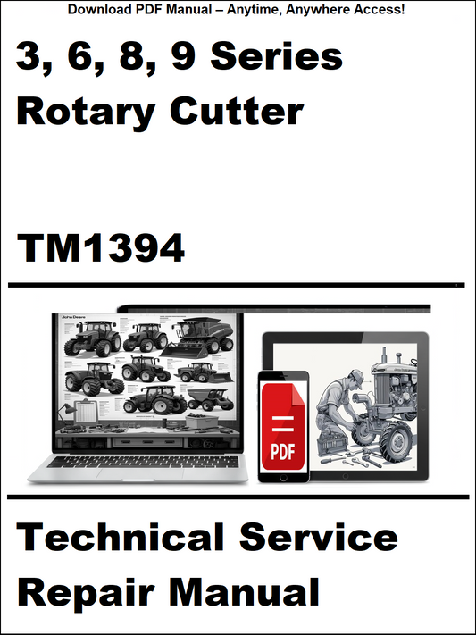 Technical service repair manual for 3, 6, 8, 9 Series Rotary Cutter TM1394 on a white background