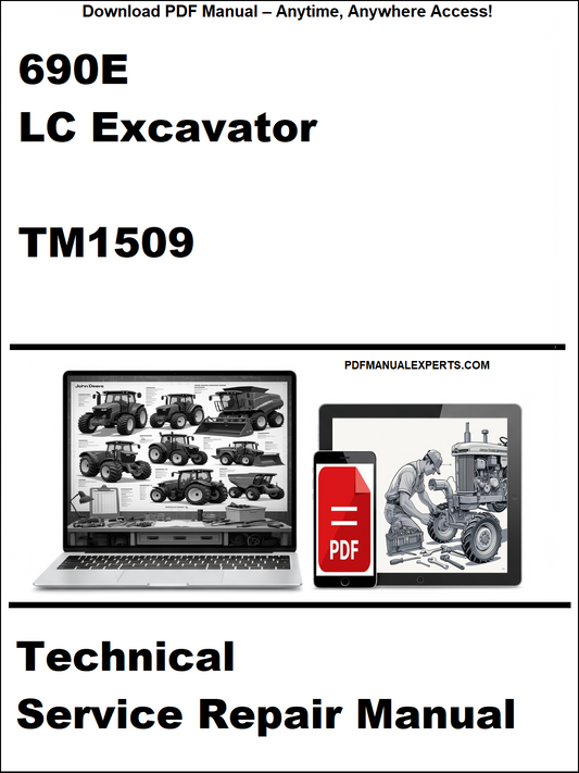 Technical service repair manual for 690E LC Excavator TM1509 on a white background