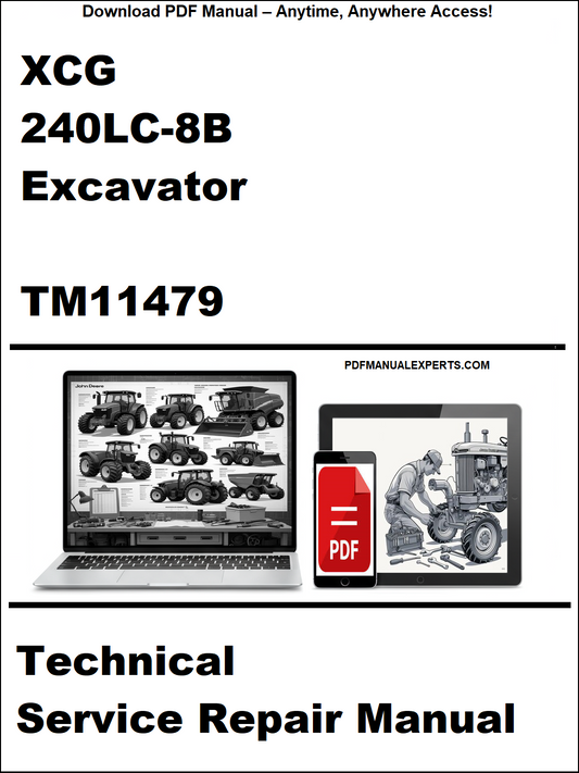 Technical service repair manual for XCG 240LC-8B excavator on a white background