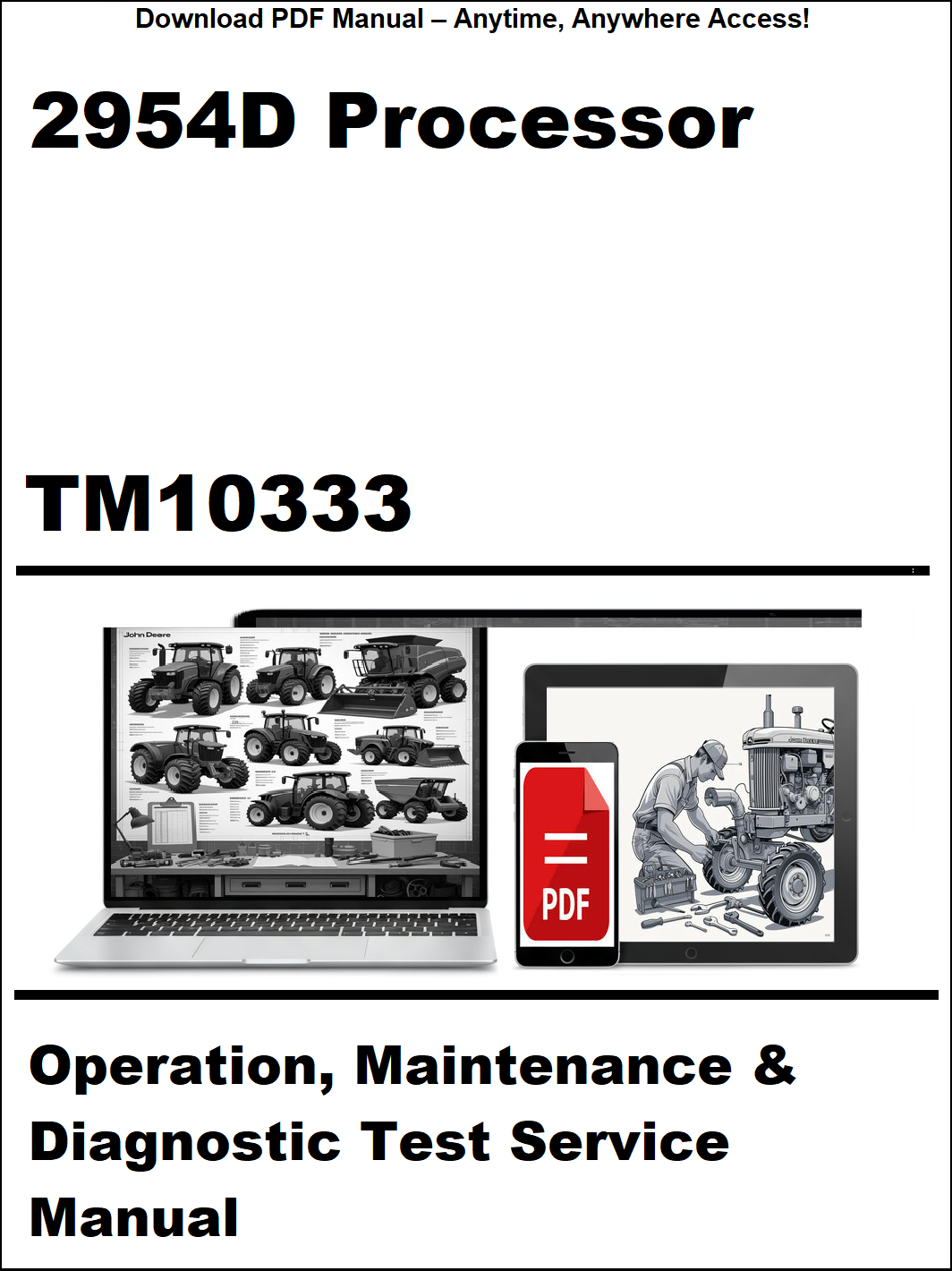 Manual for 2954D Processor with laptop and tractor illustration on a white background
