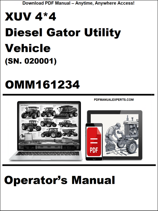 Cover of an operator's manual for a Diesel Gator Utility Vehicle with a laptop and toolbox graphic.