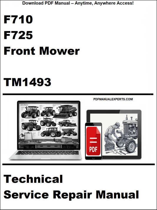 John Deere F710, F725 Front Mower Technical Service Repair Manual TM1493 PDF – detailed service, troubleshooting, and maintenance manual for front mower models F710 and F725