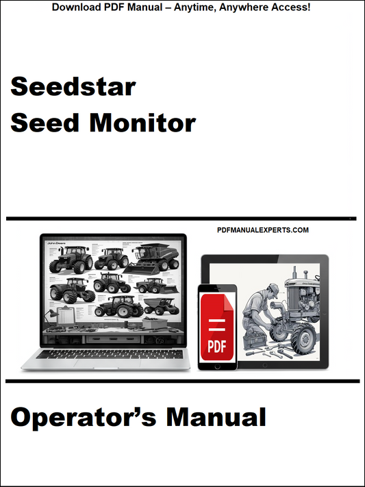Cover of Seedstar Seed Monitor Operator's Manual with laptop and tractor illustrations.