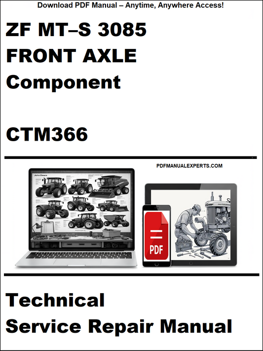 Technical service repair manual for ZF MT-S 3085 Front Axle Component CTM366 on a white background