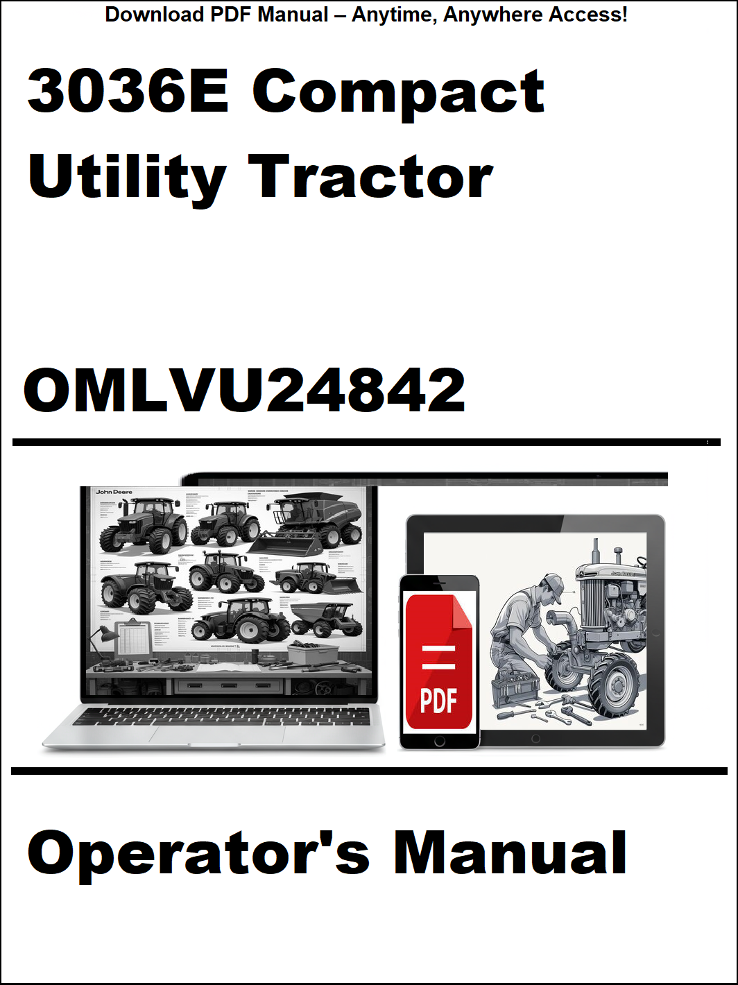John Deere 3036E Compact Utility Tractor Operator's Manual