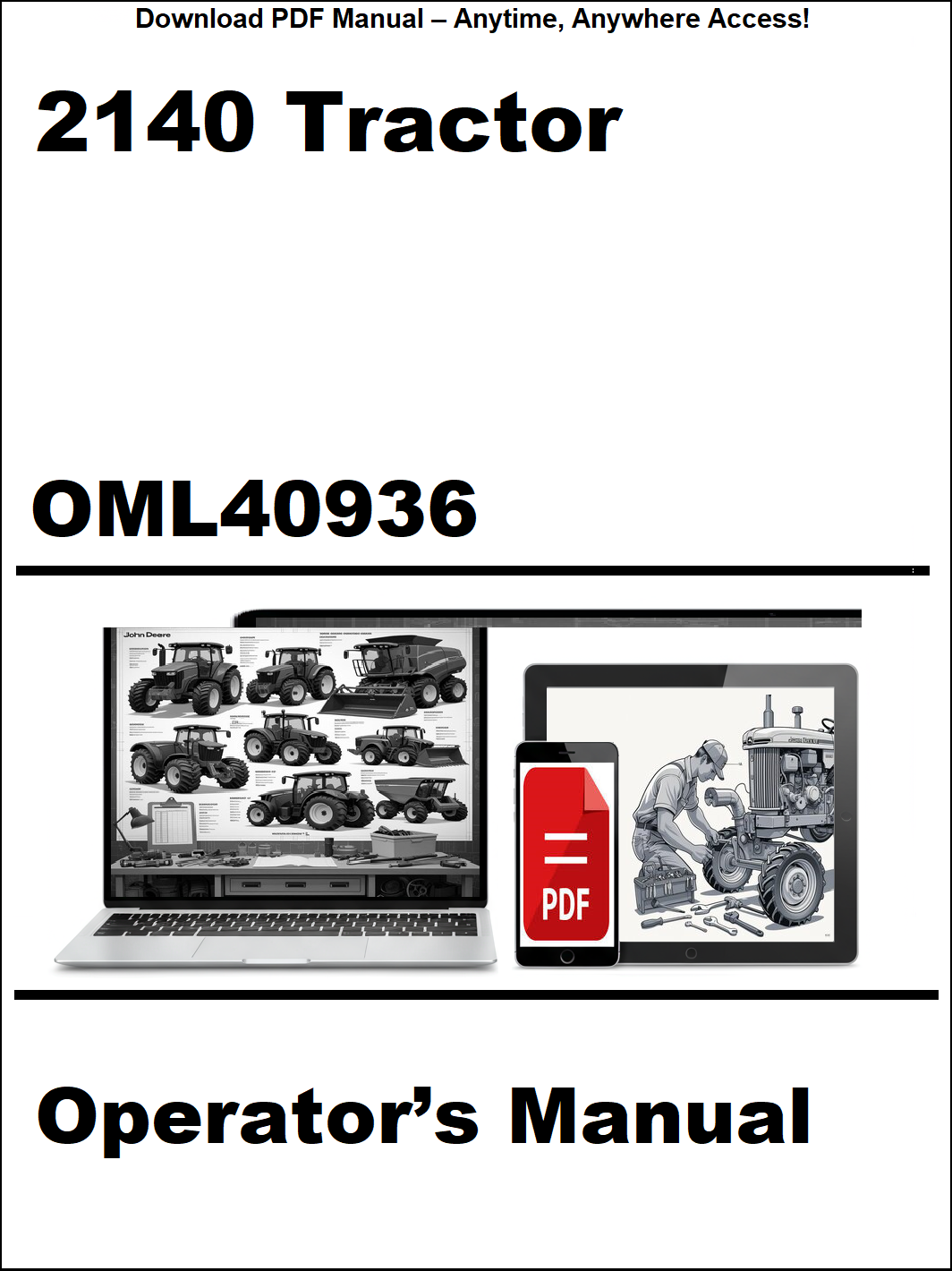 Operator's manual for a 2140 tractor with digital device icon and text on a white background