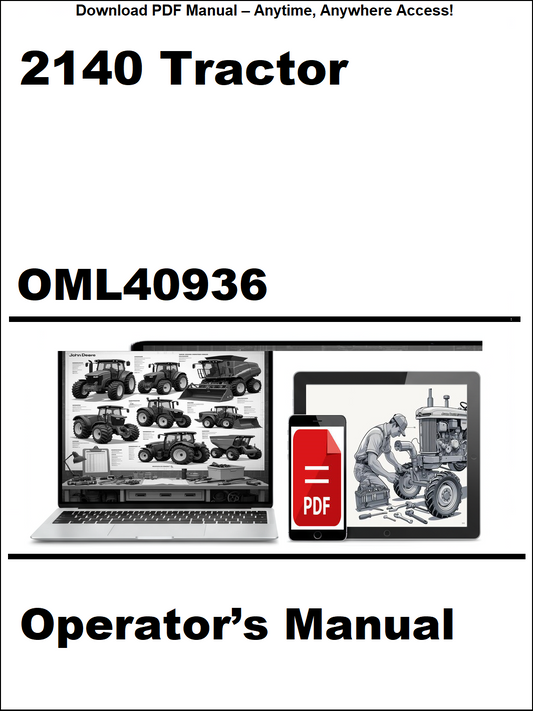 Operator's manual for a 2140 tractor with digital device icon and text on a white background