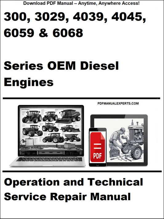 Cover of a technical manual for Series OEM Diesel Engines with a laptop and toolbox graphic.