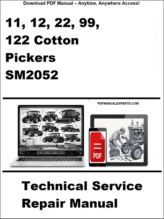 Technical service repair manual for cotton pickers SM2052 on a white background