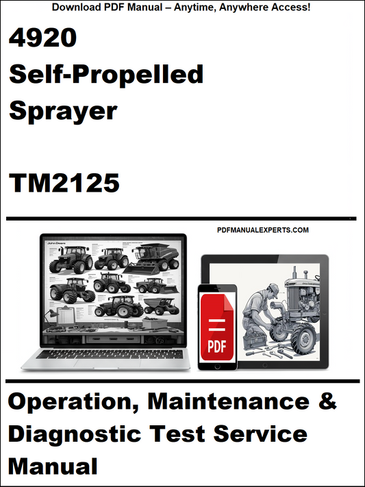 Manual cover for 4920 Self-Propelled Sprayer TM2125 with laptop and toolbox graphics.