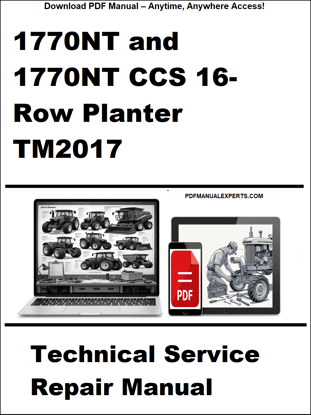 Technical service repair manual for 1770NT and 1770NT CCS 16-Row Planter TM2017 on a white background.