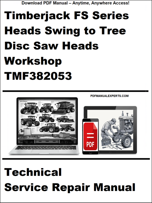 Advertisement for a technical service repair manual for Timberjack FS Series equipment.