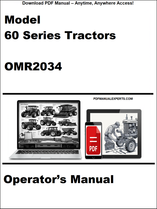 Cover of Model 60 Series Tractors Operator's Manual with laptop and tractor images.