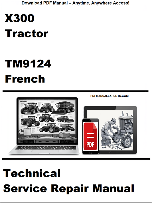 Technical service repair manual for X300 Tractor TM9124 French on a white background