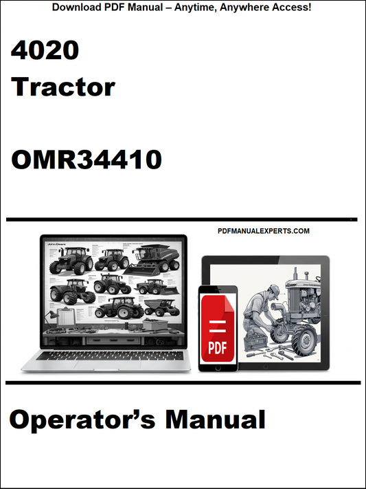 Operator's manual for 4020 tractor with OMR34410 on a white background