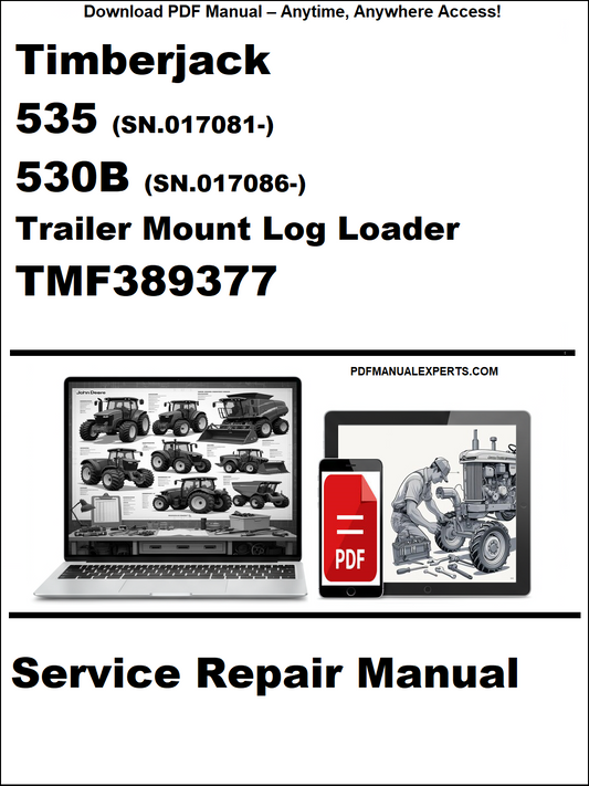 Cover of a Timberjack service repair manual for a trailer mount log loader.