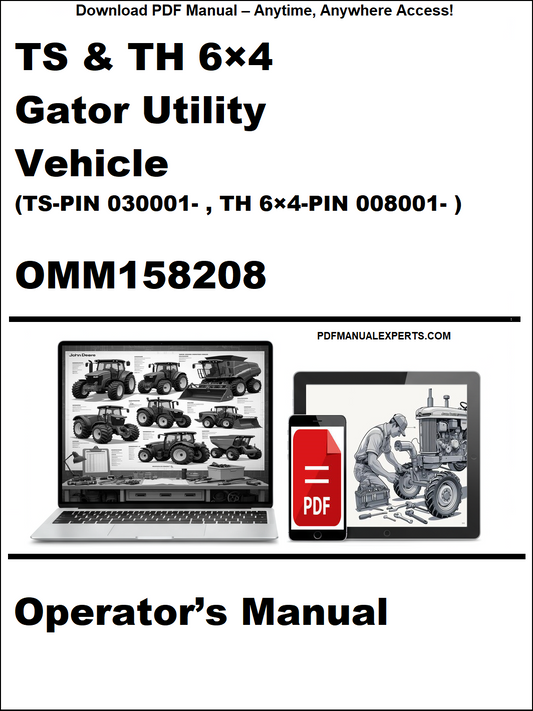 Cover of a Gator Utility Vehicle operator's manual with a laptop and toolbox graphic.