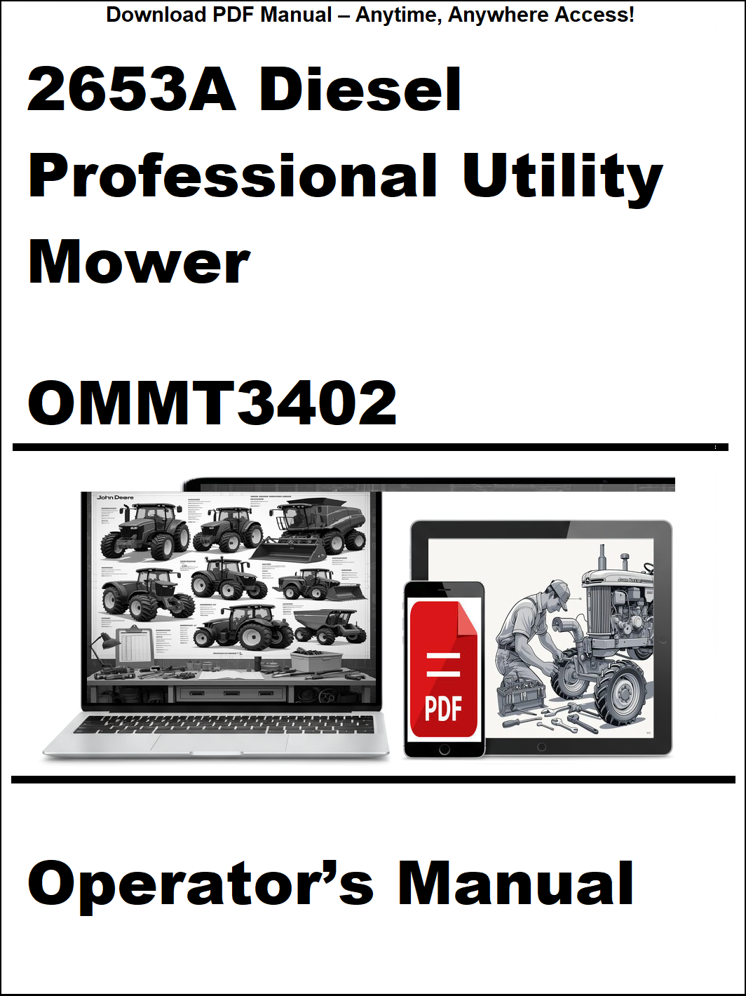 John Deere 2653A Diesel Professional Utility Mower (SN 060001 – ) Operator’s Manual