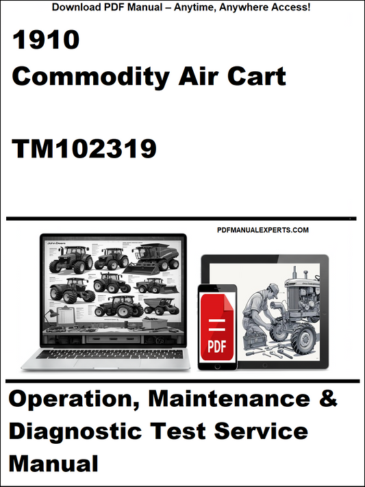 Manual cover for 1910 Commodity Air Cart TM102319 with laptop and toolbox graphics.