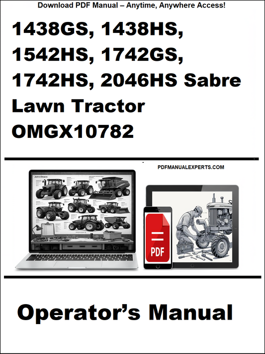 Operator's manual for Sabre Lawn tractors on a white background