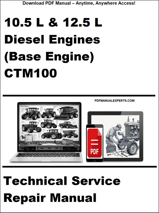 Technical service repair manual for 10.5 L & 12.5 L Diesel Engines CTM100 on a white background