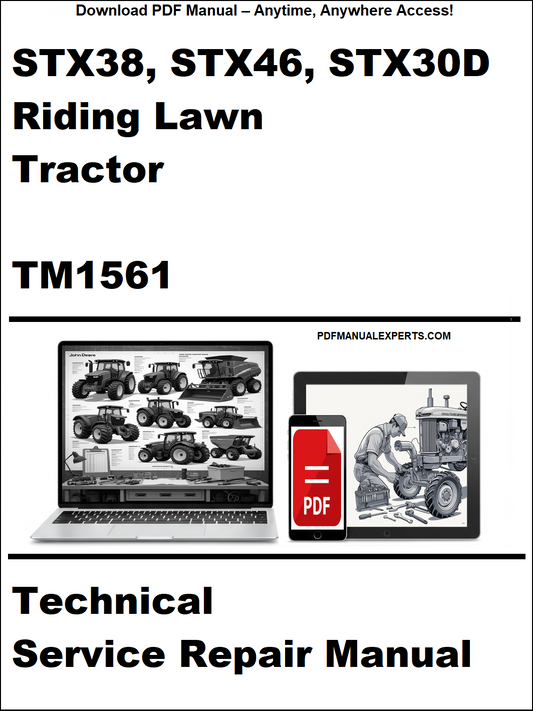 Technical service repair manual for riding lawn tractors on a white background