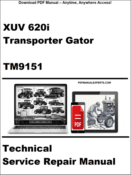 Technical service repair manual for XUV 620i Transporter Gator TM9151 on a white background