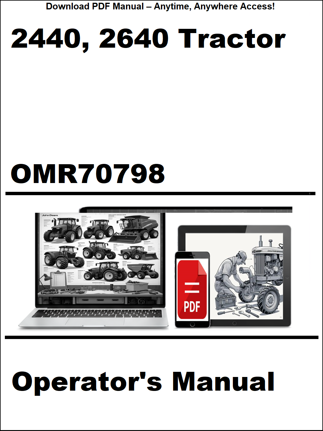 Operator's manual for 2440 and 2640 tractor with digital device icon on a white background