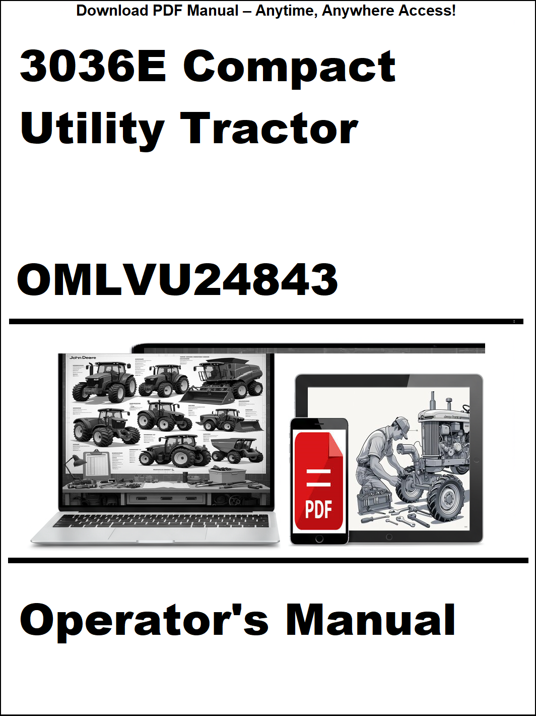 John Deere 3036E Compact Utility Tractor Operator's Manual
