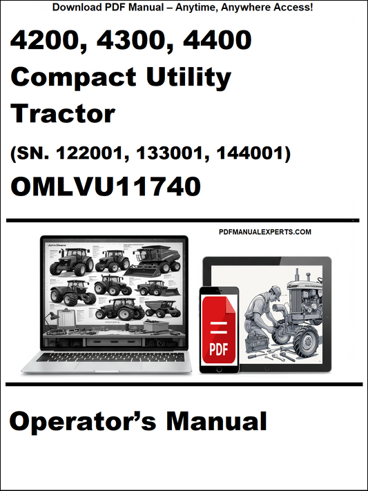 Cover of a manual for 4200, 4300, 4400 Compact Utility Tractor with OMLVU11740 operator's manual.