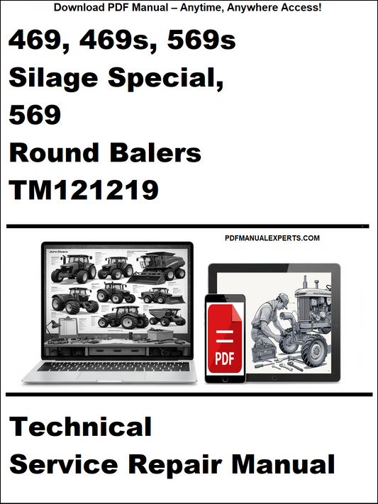 Technical service repair manual for John Deere balers on a white background
