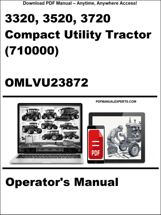 Cover of a manual for 3320, 3520, 3720 Compact Utility Tractor with OMLVU23872 operator's manual.