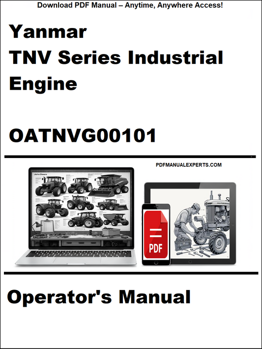 Yanmar TNV Series Industrial Engine operator's manual cover with laptop and truck images.