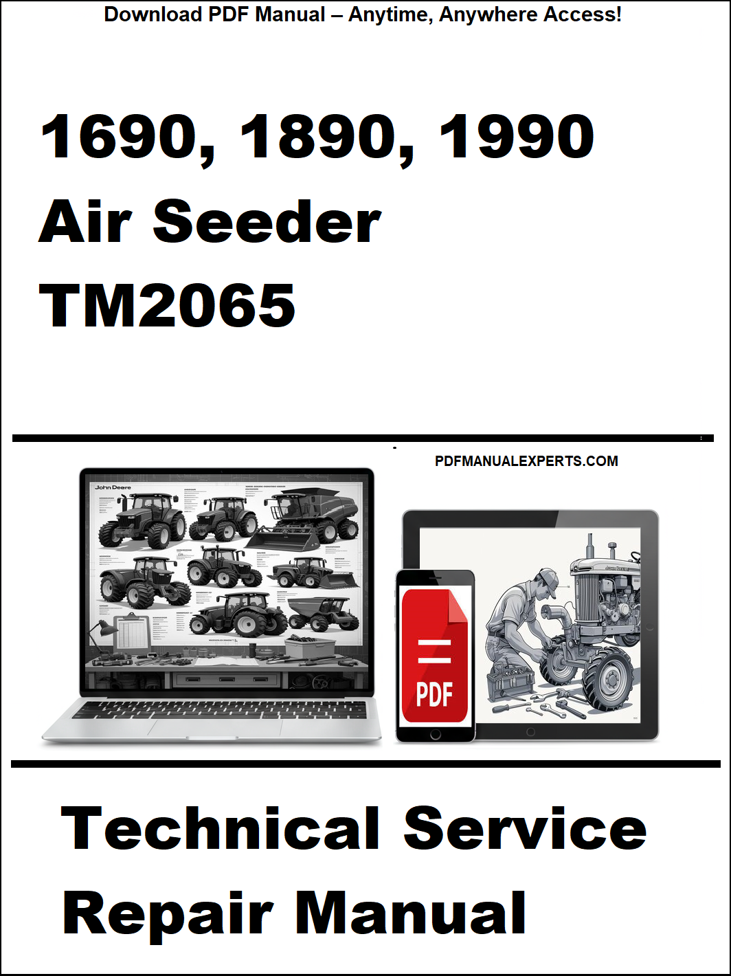 Technical service repair manual for 1690, 1890, 1990 Air Seeder TM2065 on a white background