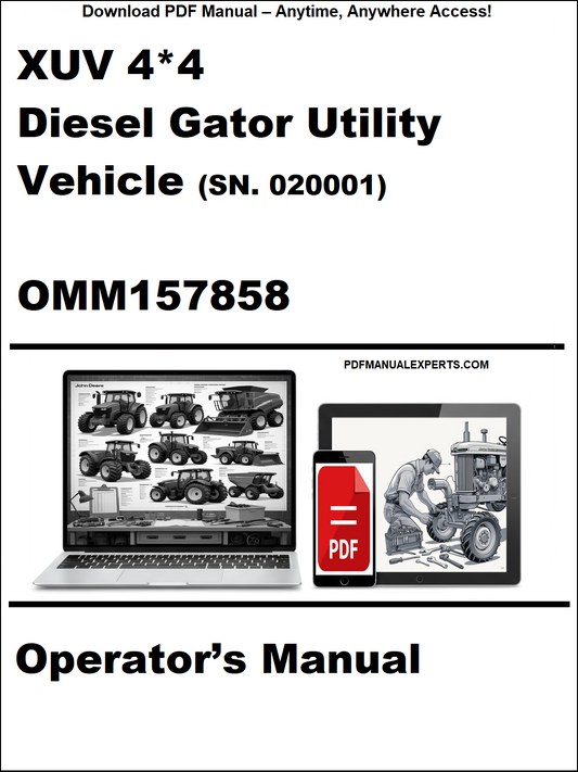 Cover of an operator's manual for a Diesel Gator Utility Vehicle with a laptop and toolbox graphic.