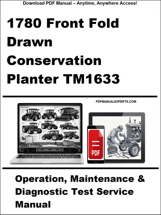 Manual cover for 1780 Front Fold Drawn Conservation Planter TM1633 with laptop and toolbox graphic.