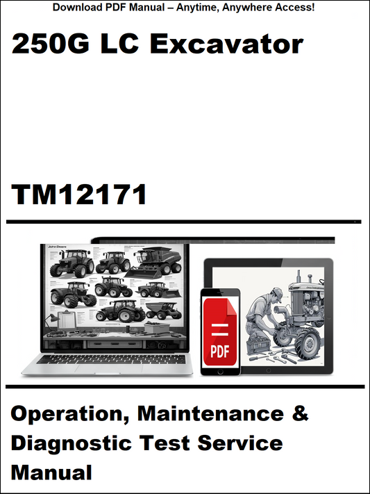 Manual for 250G LC Excavator with technical illustrations and text on a white background