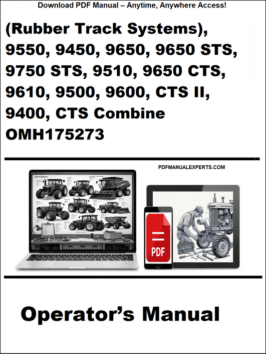 Cover of an operator's manual for agricultural equipment with a laptop and truck illustration.
